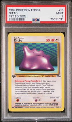 PSA 9 MINT 🔥SUPER RARE WoTC VINTAGE 1ST EDITION🔥 POKEMON FOSSIL - DITTO 18/62 - Image 1