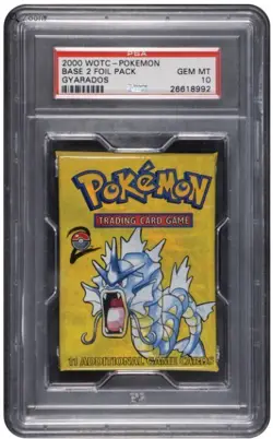 2000 Vintage WOTC Pokemon Base Set 2 Foil Booster pack Gyarados PSA GEM MT 10 - Image 1