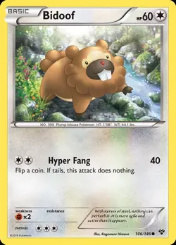 Bidoof 106/146 XY Base Set Regular Pokemon TCG HP - Image 1
