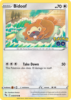 Bidoof 059/078 Pokemon GO Pokemon Reverse Holo NM - Image 1