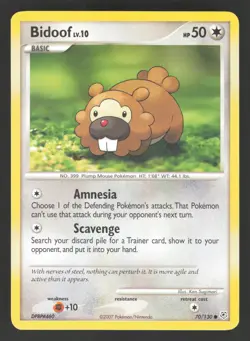 Bidoof 70/130 Pokemon TCG Diamond and Pearl LP - Image 1