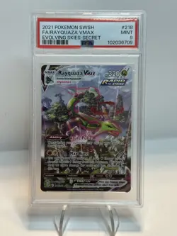 2021 Pokemon Rayquaza VMAX 218 Alt Art Secret Rare SWSH Evolving Skies PSA 9 - Image 1
