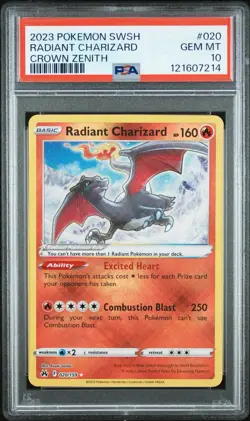 2023 POKEMON SWORD & SHIELD CROWN ZENITH #020 RADIANT CHARIZARD PSA 10 - Image 1