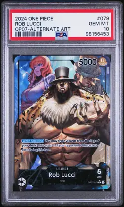 One Piece 500 Years In The Future Rob Lucci OP07 079 Leader Alt Art PSA 10 GM MT - Image 1