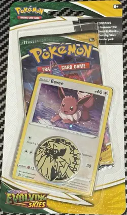 1x 2021 Pokemon Evolving Skies Checklane Blister Booster Pack Eevee Promo Card! - Image 1