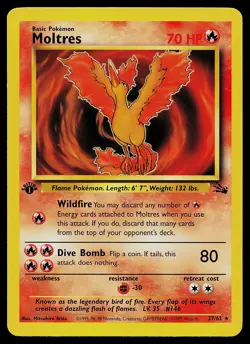 Pokemon Card - Moltres Fossil 27/62 Rare 1st Edition - Image 1