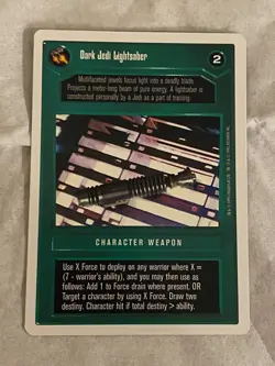 Decipher Star Wars CCG Premiere WB DARK JEDI LIGHTSABER Card NEVER PLAYED - Image 1
