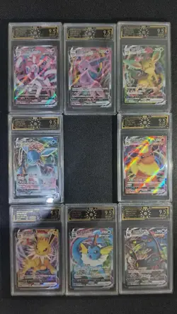 8x OCD 9.5 Gem-Mint Chinese Eeveelutions VMAX Pokemon Cards - Complete Set LN05 - Image 1