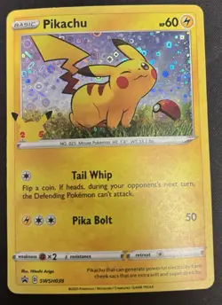 Pokemon TCG Pikachu SWSH039 Sword & Shield Holo Black Star Promo Card - Image 1