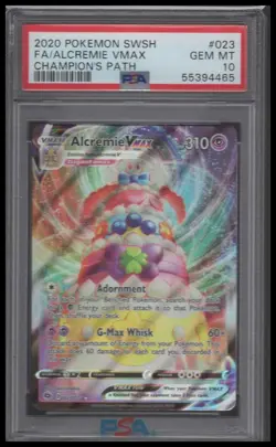 2020 Pokemon Champions Path # 023 Full Art Alcremie VMAX PSA 10 Card GEM MINT! - Image 1