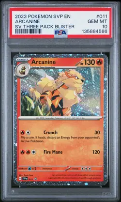 2023 POKEMON SVP EN-SV BLACK STAR PROMO #011 ARCANINE PSA 10 - Image 1