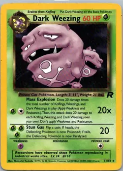Pokemon TCG Dark Weezing 31/82 Team Rocket LP - Image 1