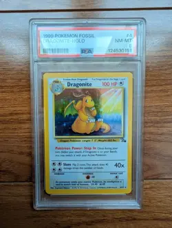 Pokemon Dragonite 4/62 Fossil Holo Rare Unlimited PSA 8 1999 English TCG - Image 1