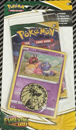1x Pokemon Evolving Skies Checklane Blister Booster Pack Galarian Slowpoke Promo - Image 1