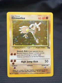 Pokemon TCG Hitmonlee 7/62 Fossil Set Vintage Holo Rare Unlimited - Image 1