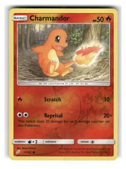Charmander 11/181 Common Team Up Pokemon Reverse Holo Lightly Played - Image 1