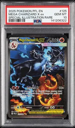 2025 POKEMON PFL EN-PHANTASMAL FLAMES #125 MEGA CHARIZARD X EX PSA 10 - Image 1