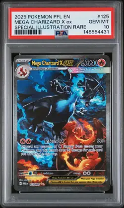 2025 POKEMON PHANTASMAL FLAMES ILLUSTRATION RARE #125 MEGA CHARIZARD X EX PSA 10 - Image 1