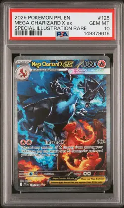 2025 POKEMON PHANTASMAL FLAMES ILLUSTRATION RARE #125 MEGA CHARIZARD X EX PSA 10 - Image 1