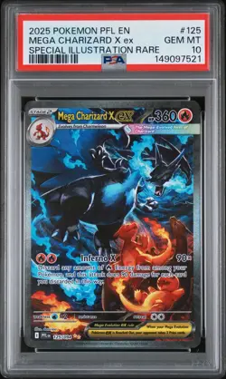 Mega Charizard X ex Pokemon Phantasmal Flames SIR 125 PSA 10 - Image 1
