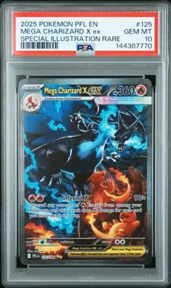 2025 POKEMON PFL EN-PHANTASMAL FLAMES #125 MEGA CHARIZARD X EX PSA 10 - Image 1