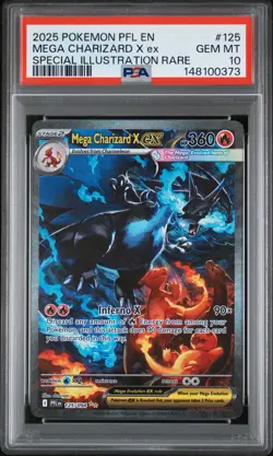 2025 POKEMON PFL EN-PHANTASMAL FLAMES #125 MEGA CHARIZARD X EX PSA 10 - Image 1