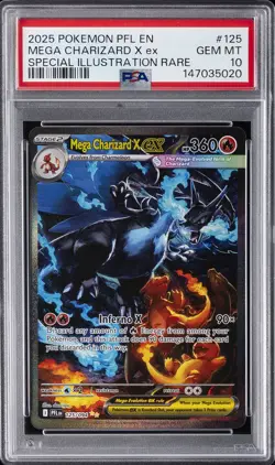 2025 POKEMON PHANTASMAL FLAMES SPECIAL ILLUSTRATION MEGA CHARIZARD X EX PSA 10 - Image 1