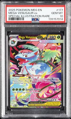 2025 POKEMON MEGA EVOLUTION SPECIAL ILLUSTRATION RARE MEGA VENUSAUR EX PSA 10 - Image 1
