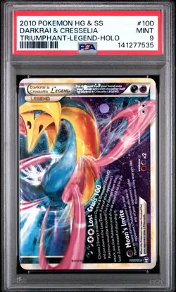 Pokemon PSA 9 Darkrai & Cresselia Legend Bottom 100/102 Triumphant Holo HGSS - Image 1