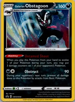 Galarian Obstagoon SWSH059 Promo SWSH Black Star Pokemon NM - Image 1