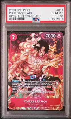One Piece Portgas.D.Ace OP02-013 Paramount War Alt Art PSA 10 English - Image 1