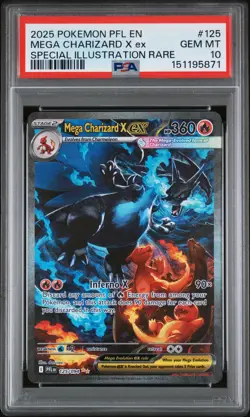2025 POKEMON PFL EN-PHANTASMAL FLAMES #125 MEGA CHARIZARD X EX PSA 10 - Image 1