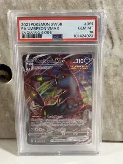 2021 POKEMON SWORD & SHIELD EVOLVING SKIES #095 FULL ART/UMBREON VMAX PSA 10 - Image 1
