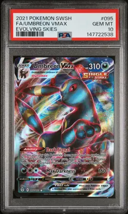 2021 POKEMON SWORD & SHIELD EVOLVING SKIES #095 FULL ART/UMBREON VMAX PSA 10 - Image 1