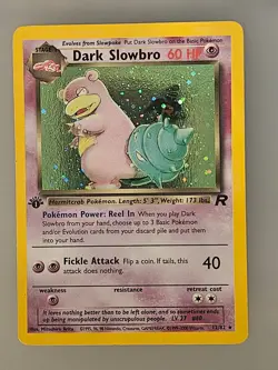 DARK SLOWBRO Pokemon Card - WOTC - 1st Edition - Team Rocket - 12/82 HOLO - Image 1