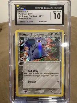CGC 10 GEM MINT Nidoran 56/101 EX Dragon Frontiers Reverse Holo STAMPED Pokemon - Image 1