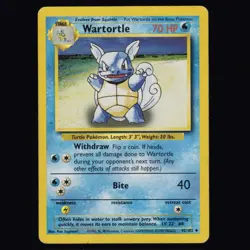 Wartortle 42/102 Base Set Unlimited WOTC 1999 Pokemon TCG Moderate Play MP - Image 1