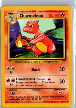 Charmeleon 24/102 Uncommon Base Set Unlimited Pokemon Near Mint - Image 1