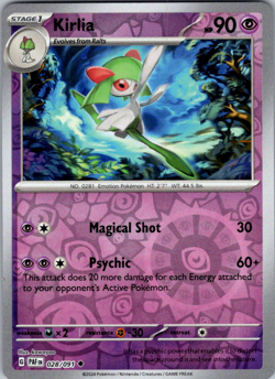 Kirlia 028/091 Reverse Holo Paldean Fates English Pokemon Card - Image 1