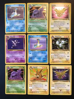 Fossil Set 9 holo/rare Pokemon cards Lapras Muk Zapdos Haunter Magneton Raichu - Image 1