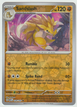 Sandslash Reverse Holo Rare NM 028/165 Scarlet & Violet 151 Pokemon Card - Image 3