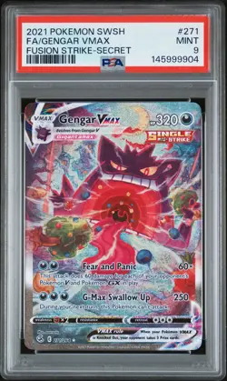 2021 POKEMON SWORD & SHIELD FUSION STRIKE SECRET #271 FULL ART/GENGAR VMAX PSA 9 - Image 1