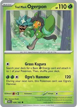 Pokemon Teal Mask Ogerpon - 026/182 - Uncommon - Reverse Holo NM-Mint Destined R - Image 1