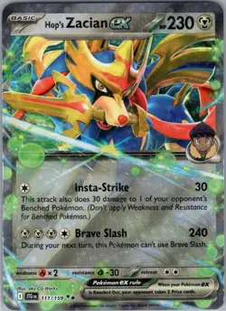 HOP'S ZACIAN EX 111/159 DOUBLE RARE JOURNEY TOGETHER POKEMON NM - Image 1