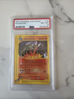 Pokemon Card Houndoom 14/147 Rare Aquapolis PSA 8 NM-MT - Image 1
