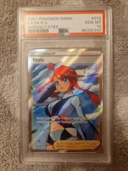 PSA 10 Skyla Pokemon Shining Fates Full Art Trainer Card 072/072 - Image 1