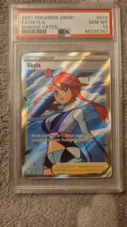 PSA 10 Skyla Pokemon Shining Fates Full Art Trainer Card 072/072 - Image 2