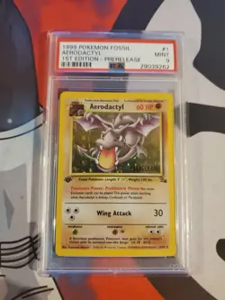 PSA 9 Aerodactyl 1/62 Prereleaae Stamp Wotc Pokemon TCG Card - Image 1