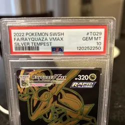 2022 Pokemon Silver Tempest Rayquaza VMAX Gold Secret Rare TG29 PSA 10 Gem Mint - Image 2