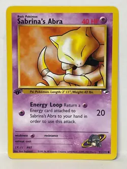 Pokemon Sabrina's Abra Gym Heroes Basic 1st Edition 91/132 - LP - Image 1